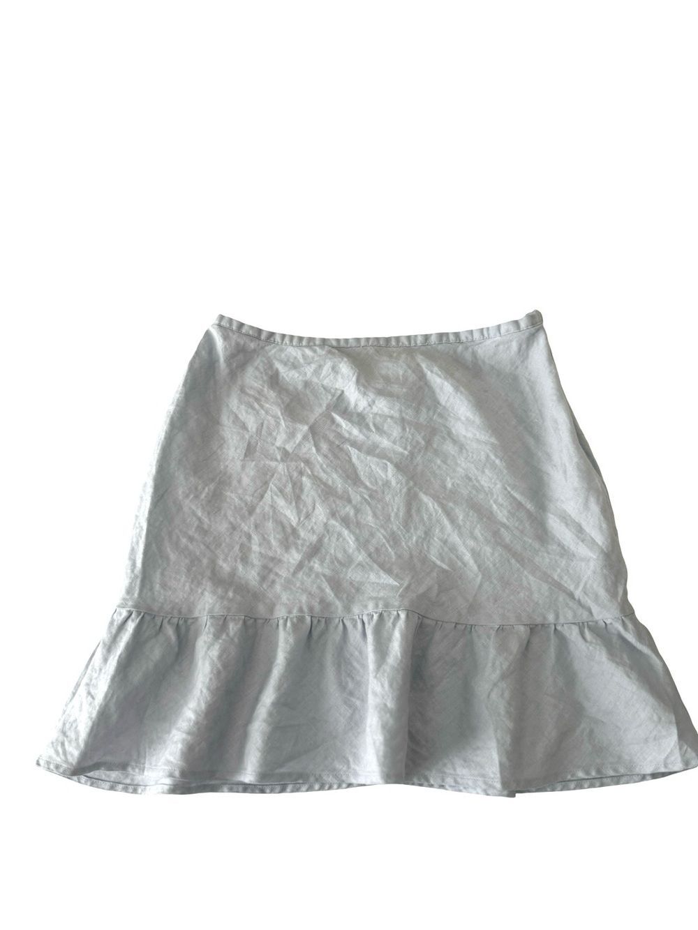 Mossimo 100% Linen Ruffle Hem Mini Skirt Light Blue Size 8 Coastal Boho